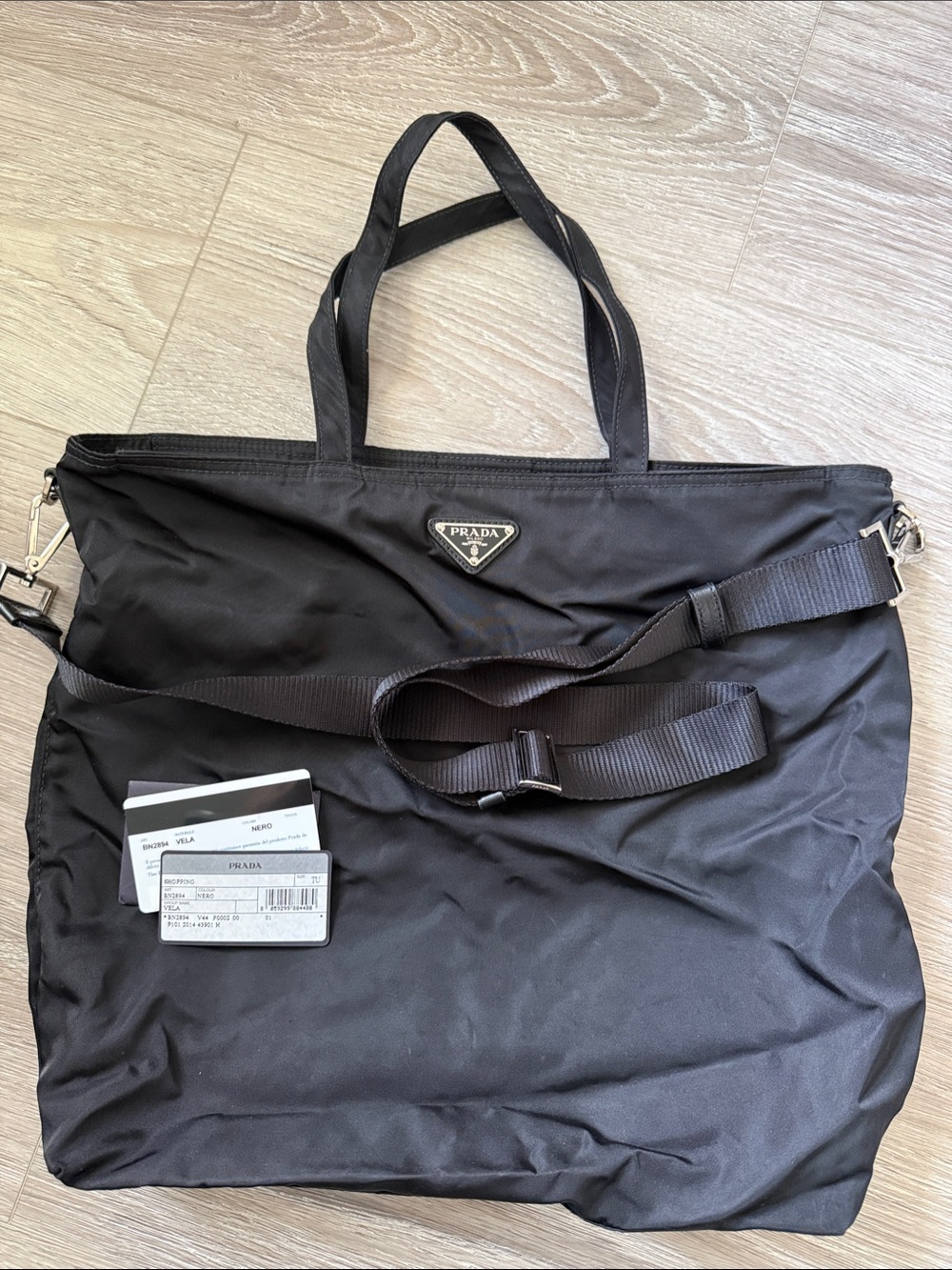 Prada Black Nylon Duffel Tote with Detachable Strap